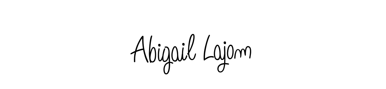 Use a signature maker to create a handwritten signature online. With this signature software, you can design (Angelique-Rose-font-FFP) your own signature for name Abigail Lajom. Abigail Lajom signature style 5 images and pictures png