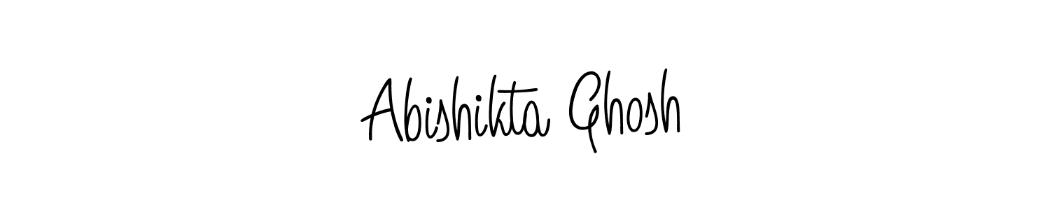 You should practise on your own different ways (Angelique-Rose-font-FFP) to write your name (Abishikta Ghosh) in signature. don't let someone else do it for you. Abishikta Ghosh signature style 5 images and pictures png