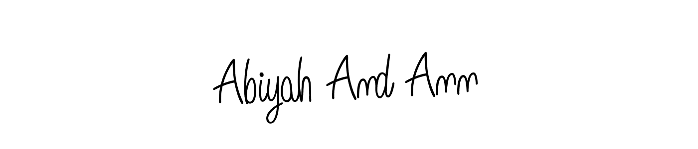 Make a beautiful signature design for name Abiyah And Ann. With this signature (Angelique-Rose-font-FFP) style, you can create a handwritten signature for free. Abiyah And Ann signature style 5 images and pictures png