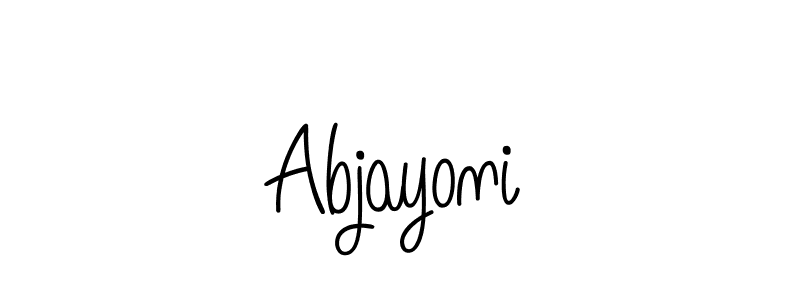 Make a beautiful signature design for name Abjayoni. With this signature (Angelique-Rose-font-FFP) style, you can create a handwritten signature for free. Abjayoni signature style 5 images and pictures png