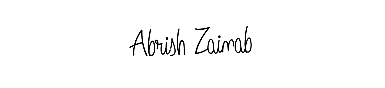 How to make Abrish Zainab name signature. Use Angelique-Rose-font-FFP style for creating short signs online. This is the latest handwritten sign. Abrish Zainab signature style 5 images and pictures png