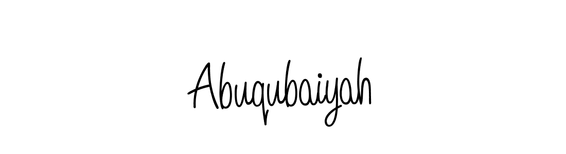 The best way (Angelique-Rose-font-FFP) to make a short signature is to pick only two or three words in your name. The name Abuqubaiyah include a total of six letters. For converting this name. Abuqubaiyah signature style 5 images and pictures png