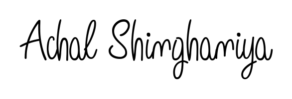 Discover how Achal Shinghaniya looks in an executive cursive font (Angelique-Rose-font-FFP). Perfect for legal documents, invoices, and certificates. Achal Shinghaniya signature style 5 images and pictures png
