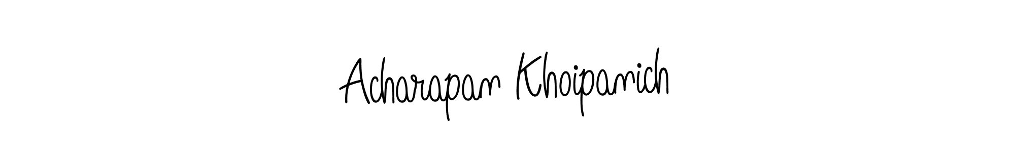 Use a signature maker to create a handwritten signature online. With this signature software, you can design (Angelique-Rose-font-FFP) your own signature for name Acharapan Khoipanich. Acharapan Khoipanich signature style 5 images and pictures png