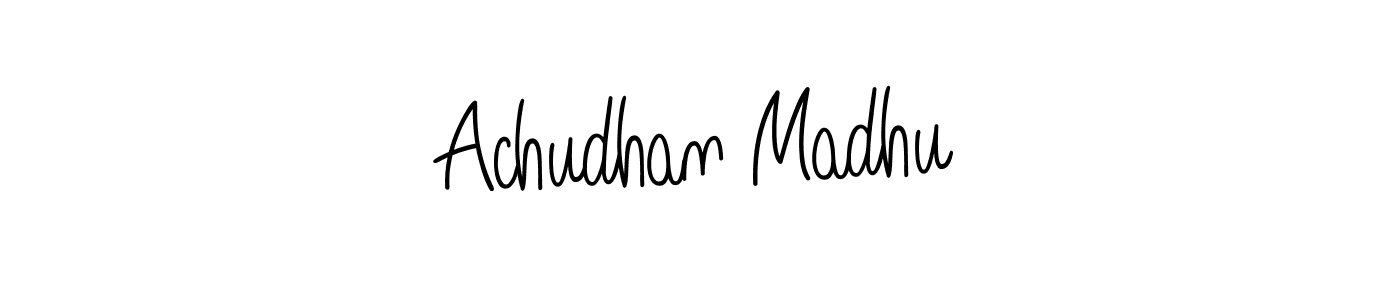 Use a signature maker to create a handwritten signature online. With this signature software, you can design (Angelique-Rose-font-FFP) your own signature for name Achudhan Madhu. Achudhan Madhu signature style 5 images and pictures png