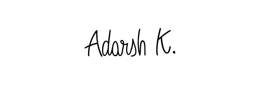 Use a signature maker to create a handwritten signature online. With this signature software, you can design (Angelique-Rose-font-FFP) your own signature for name Adarsh K.. Adarsh K. signature style 5 images and pictures png