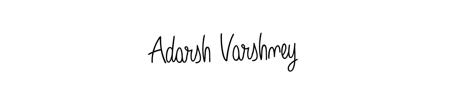 The best way (Angelique-Rose-font-FFP) to make a short signature is to pick only two or three words in your name. The name Adarsh Varshney include a total of six letters. For converting this name. Adarsh Varshney signature style 5 images and pictures png