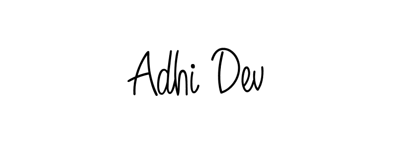 Use a signature maker to create a handwritten signature online. With this signature software, you can design (Angelique-Rose-font-FFP) your own signature for name Adhi Dev. Adhi Dev signature style 5 images and pictures png