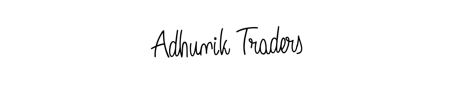 Make a beautiful signature design for name Adhunik Traders. With this signature (Angelique-Rose-font-FFP) style, you can create a handwritten signature for free. Adhunik Traders signature style 5 images and pictures png