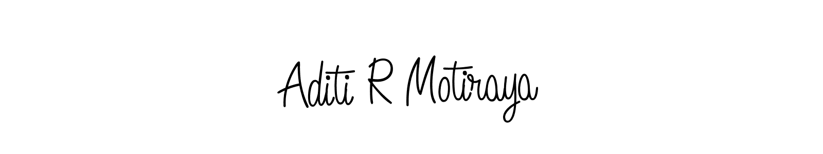 You should practise on your own different ways (Angelique-Rose-font-FFP) to write your name (Aditi R Motiraya) in signature. don't let someone else do it for you. Aditi R Motiraya signature style 5 images and pictures png