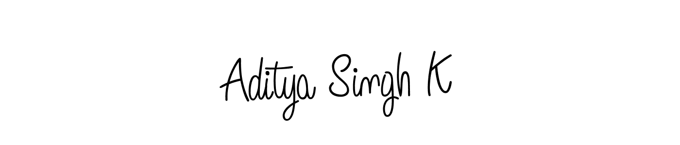 Use a signature maker to create a handwritten signature online. With this signature software, you can design (Angelique-Rose-font-FFP) your own signature for name Aditya Singh K. Aditya Singh K signature style 5 images and pictures png