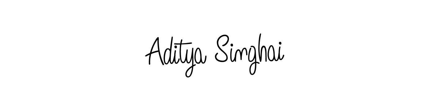 You should practise on your own different ways (Angelique-Rose-font-FFP) to write your name (Aditya Singhai) in signature. don't let someone else do it for you. Aditya Singhai signature style 5 images and pictures png