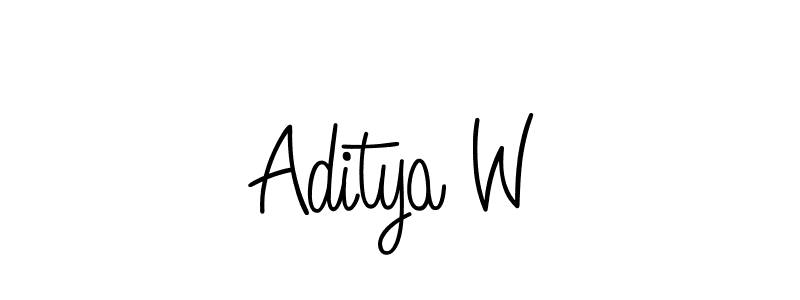 How to make Aditya W name signature. Use Angelique-Rose-font-FFP style for creating short signs online. This is the latest handwritten sign. Aditya W signature style 5 images and pictures png