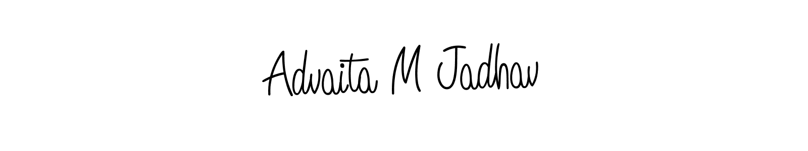 You should practise on your own different ways (Angelique-Rose-font-FFP) to write your name (Advaita M Jadhav) in signature. don't let someone else do it for you. Advaita M Jadhav signature style 5 images and pictures png