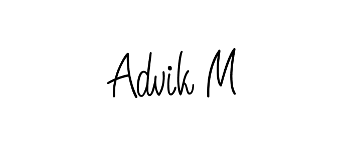 You should practise on your own different ways (Angelique-Rose-font-FFP) to write your name (Advik M) in signature. don't let someone else do it for you. Advik M signature style 5 images and pictures png