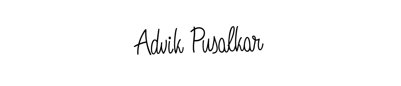 You should practise on your own different ways (Angelique-Rose-font-FFP) to write your name (Advik Pusalkar) in signature. don't let someone else do it for you. Advik Pusalkar signature style 5 images and pictures png