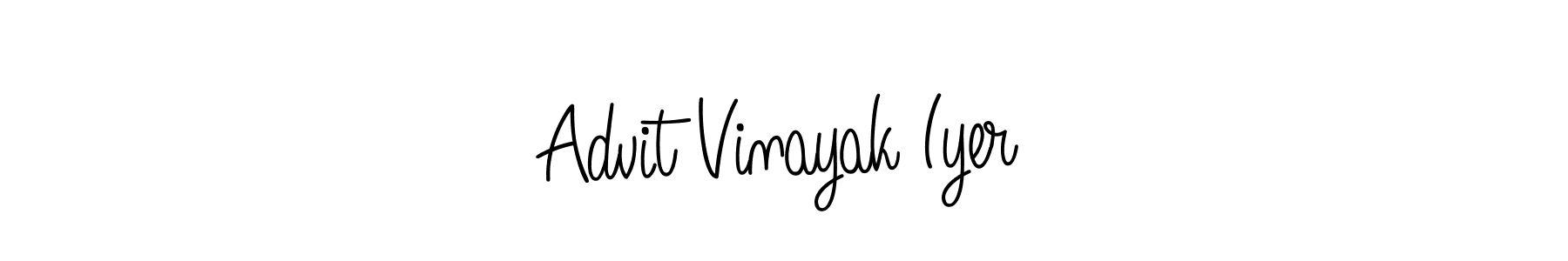 The best way (Angelique-Rose-font-FFP) to make a short signature is to pick only two or three words in your name. The name Advit Vinayak Iyer include a total of six letters. For converting this name. Advit Vinayak Iyer signature style 5 images and pictures png