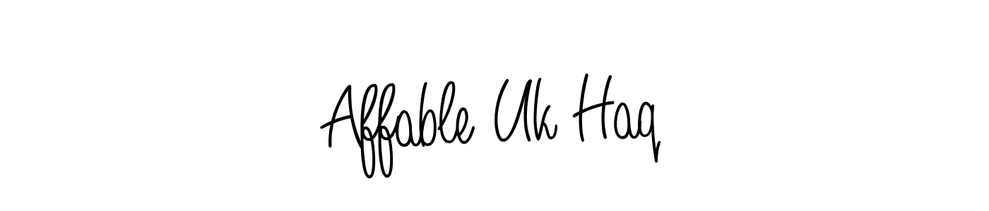 Make a short Affable Uk Haq signature style. Manage your documents anywhere anytime using Angelique-Rose-font-FFP. Create and add eSignatures, submit forms, share and send files easily. Affable Uk Haq signature style 5 images and pictures png