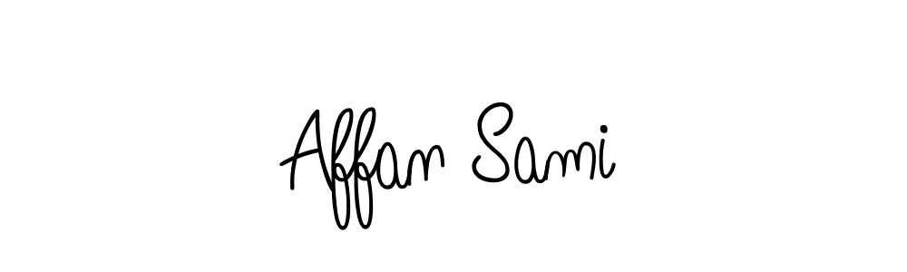 Use a signature maker to create a handwritten signature online. With this signature software, you can design (Angelique-Rose-font-FFP) your own signature for name Affan Sami. Affan Sami signature style 5 images and pictures png