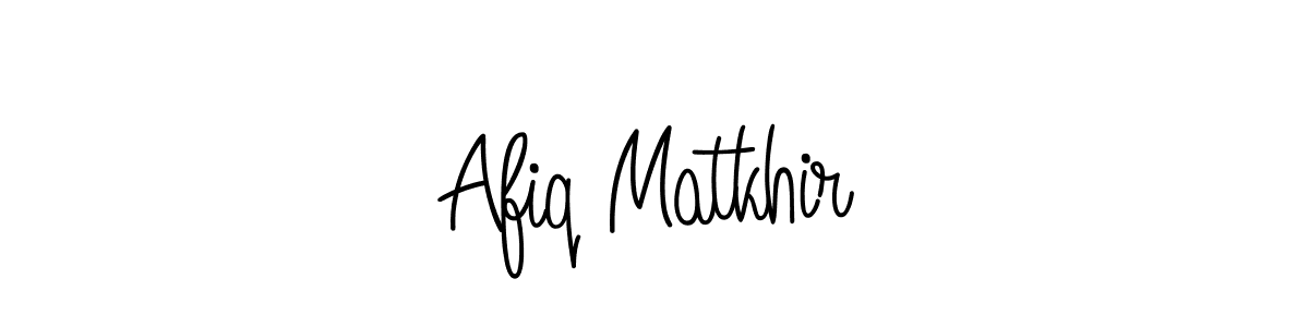 You should practise on your own different ways (Angelique-Rose-font-FFP) to write your name (Afiq Matkhir) in signature. don't let someone else do it for you. Afiq Matkhir signature style 5 images and pictures png