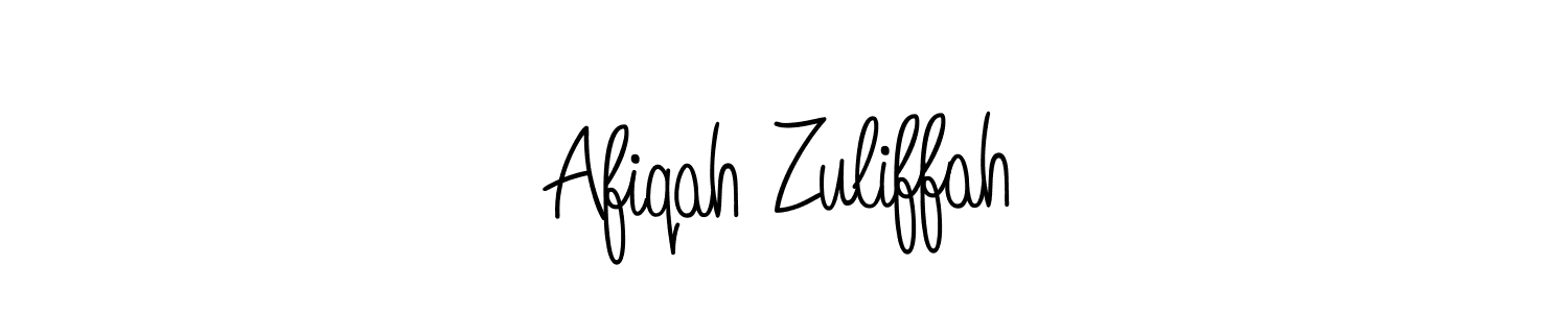 How to make Afiqah Zuliffah name signature. Use Angelique-Rose-font-FFP style for creating short signs online. This is the latest handwritten sign. Afiqah Zuliffah signature style 5 images and pictures png