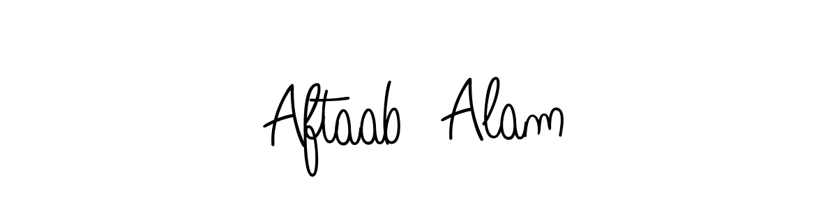 The best way (Angelique-Rose-font-FFP) to make a short signature is to pick only two or three words in your name. The name Aftaab  Alam include a total of six letters. For converting this name. Aftaab  Alam signature style 5 images and pictures png