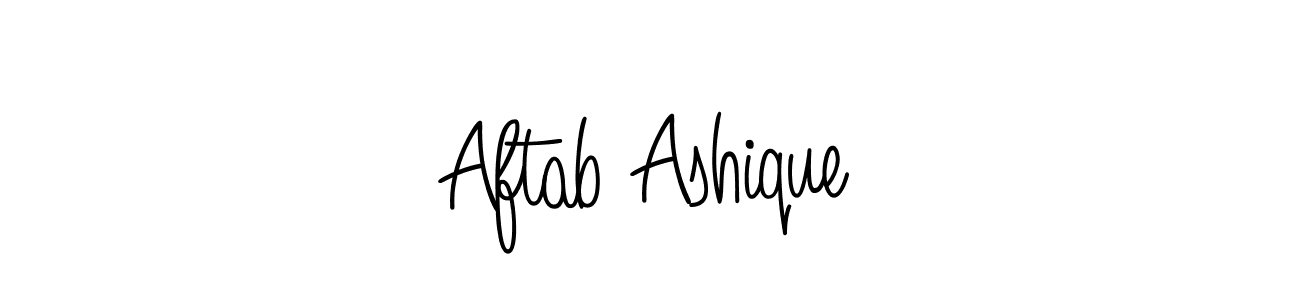 Use a signature maker to create a handwritten signature online. With this signature software, you can design (Angelique-Rose-font-FFP) your own signature for name Aftab Ashique. Aftab Ashique signature style 5 images and pictures png
