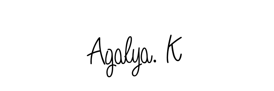 The best way (Angelique-Rose-font-FFP) to make a short signature is to pick only two or three words in your name. The name Agalya. K include a total of six letters. For converting this name. Agalya. K signature style 5 images and pictures png