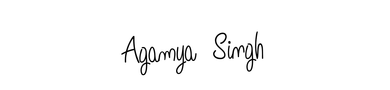 The best way (Angelique-Rose-font-FFP) to make a short signature is to pick only two or three words in your name. The name Agamya  Singh include a total of six letters. For converting this name. Agamya  Singh signature style 5 images and pictures png