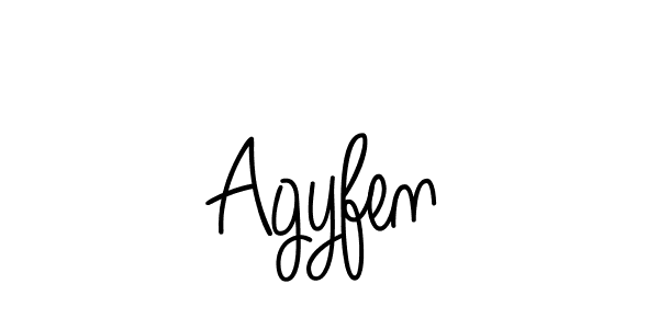 Make a beautiful signature design for name Agyfen. With this signature (Angelique-Rose-font-FFP) style, you can create a handwritten signature for free. Agyfen signature style 5 images and pictures png