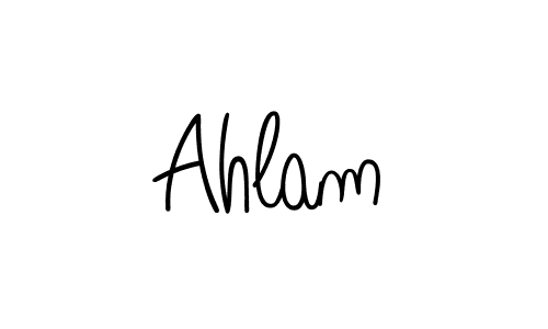 Create a beautiful signature design for name Ahlam. With this signature (Angelique-Rose-font-FFP) fonts, you can make a handwritten signature for free. Ahlam signature style 5 images and pictures png