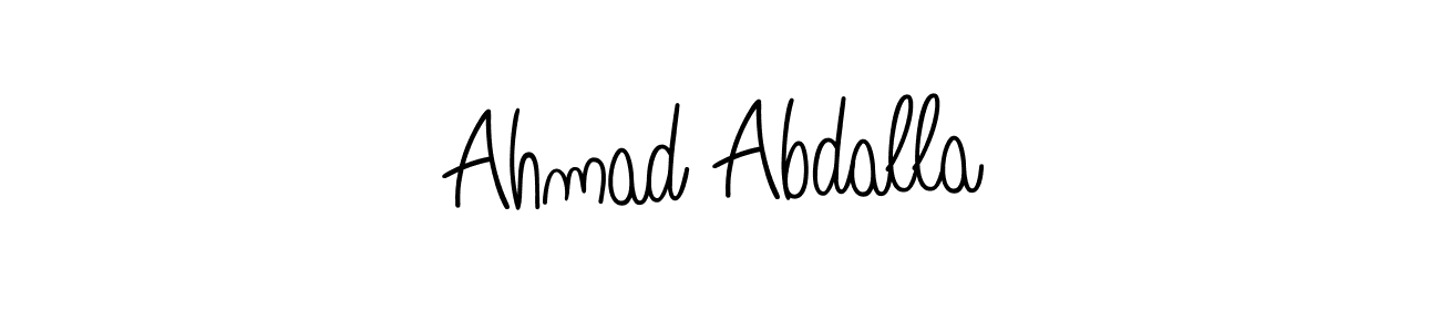 You should practise on your own different ways (Angelique-Rose-font-FFP) to write your name (Ahmad Abdalla) in signature. don't let someone else do it for you. Ahmad Abdalla signature style 5 images and pictures png