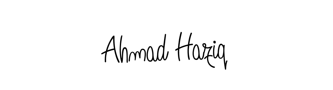 The best way (Angelique-Rose-font-FFP) to make a short signature is to pick only two or three words in your name. The name Ahmad Haziq include a total of six letters. For converting this name. Ahmad Haziq signature style 5 images and pictures png