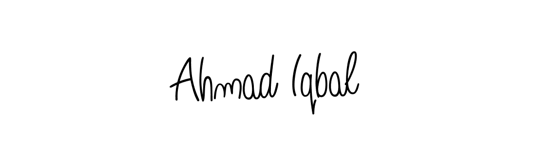 You should practise on your own different ways (Angelique-Rose-font-FFP) to write your name (Ahmad Iqbal) in signature. don't let someone else do it for you. Ahmad Iqbal signature style 5 images and pictures png