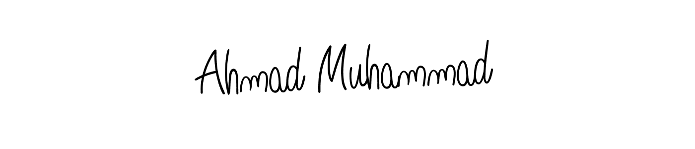 How to make Ahmad Muhammad name signature. Use Angelique-Rose-font-FFP style for creating short signs online. This is the latest handwritten sign. Ahmad Muhammad signature style 5 images and pictures png