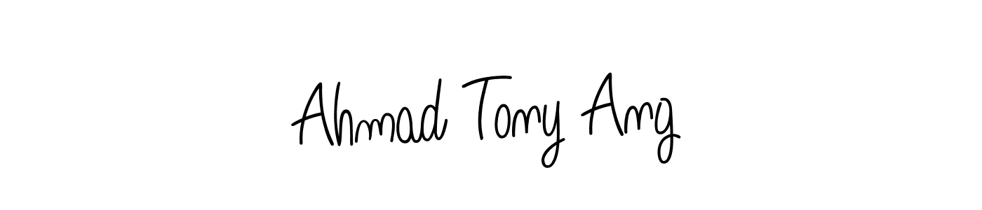 Use a signature maker to create a handwritten signature online. With this signature software, you can design (Angelique-Rose-font-FFP) your own signature for name Ahmad Tony Ang. Ahmad Tony Ang signature style 5 images and pictures png