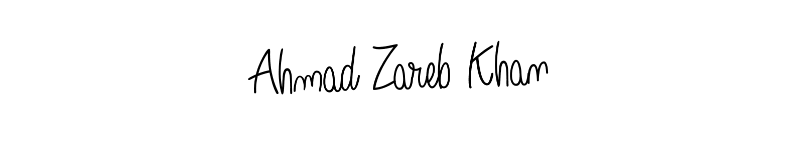 Create a beautiful signature design for name Ahmad Zareb Khan. With this signature (Angelique-Rose-font-FFP) fonts, you can make a handwritten signature for free. Ahmad Zareb Khan signature style 5 images and pictures png