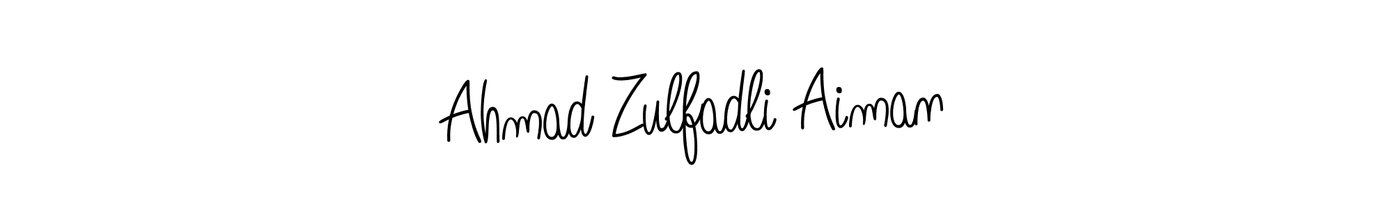 You should practise on your own different ways (Angelique-Rose-font-FFP) to write your name (Ahmad Zulfadli Aiman) in signature. don't let someone else do it for you. Ahmad Zulfadli Aiman signature style 5 images and pictures png