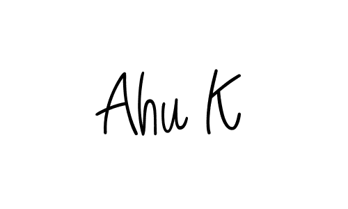 Make a beautiful signature design for name Ahu K. With this signature (Angelique-Rose-font-FFP) style, you can create a handwritten signature for free. Ahu K signature style 5 images and pictures png