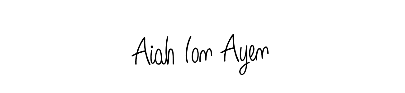 Use a signature maker to create a handwritten signature online. With this signature software, you can design (Angelique-Rose-font-FFP) your own signature for name Aiah Ion Ayen. Aiah Ion Ayen signature style 5 images and pictures png