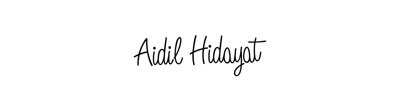 Use a signature maker to create a handwritten signature online. With this signature software, you can design (Angelique-Rose-font-FFP) your own signature for name Aidil Hidayat. Aidil Hidayat signature style 5 images and pictures png