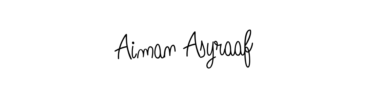 You should practise on your own different ways (Angelique-Rose-font-FFP) to write your name (Aiman Asyraaf) in signature. don't let someone else do it for you. Aiman Asyraaf signature style 5 images and pictures png