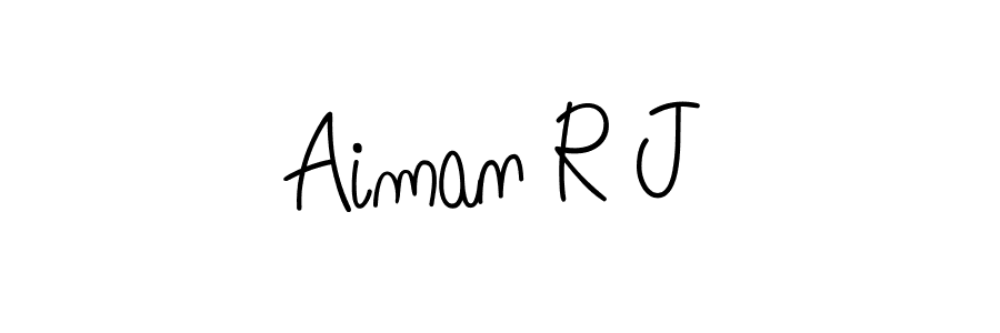 Make a beautiful signature design for name Aiman R J. With this signature (Angelique-Rose-font-FFP) style, you can create a handwritten signature for free. Aiman R J signature style 5 images and pictures png