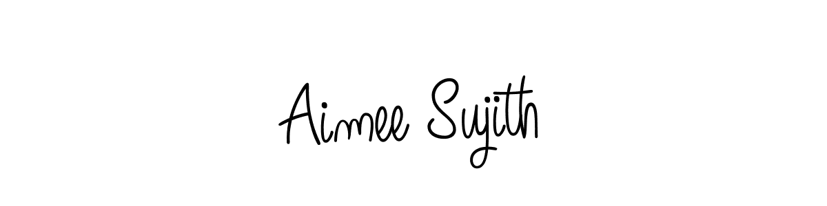 Make a beautiful signature design for name Aimee Sujith. With this signature (Angelique-Rose-font-FFP) style, you can create a handwritten signature for free. Aimee Sujith signature style 5 images and pictures png