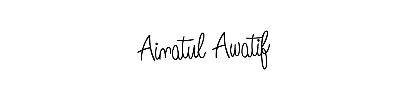 Make a beautiful signature design for name Ainatul Awatif. With this signature (Angelique-Rose-font-FFP) style, you can create a handwritten signature for free. Ainatul Awatif signature style 5 images and pictures png