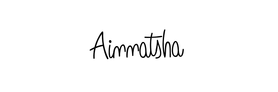 Make a beautiful signature design for name Ainnatsha. With this signature (Angelique-Rose-font-FFP) style, you can create a handwritten signature for free. Ainnatsha signature style 5 images and pictures png