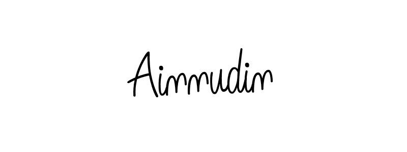 How to make Ainnudin name signature. Use Angelique-Rose-font-FFP style for creating short signs online. This is the latest handwritten sign. Ainnudin signature style 5 images and pictures png