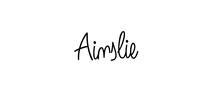 Design your own signature with our free online signature maker. With this signature software, you can create a handwritten (Angelique-Rose-font-FFP) signature for name Ainslie. Ainslie signature style 5 images and pictures png