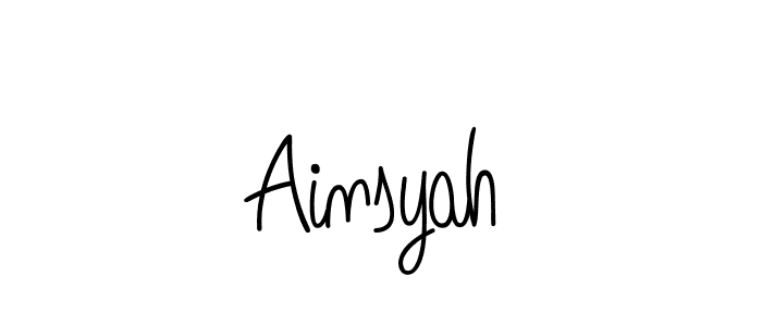 You should practise on your own different ways (Angelique-Rose-font-FFP) to write your name (Ainsyah) in signature. don't let someone else do it for you. Ainsyah signature style 5 images and pictures png