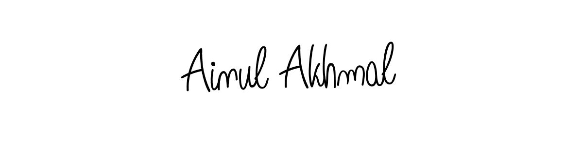 You should practise on your own different ways (Angelique-Rose-font-FFP) to write your name (Ainul Akhmal) in signature. don't let someone else do it for you. Ainul Akhmal signature style 5 images and pictures png